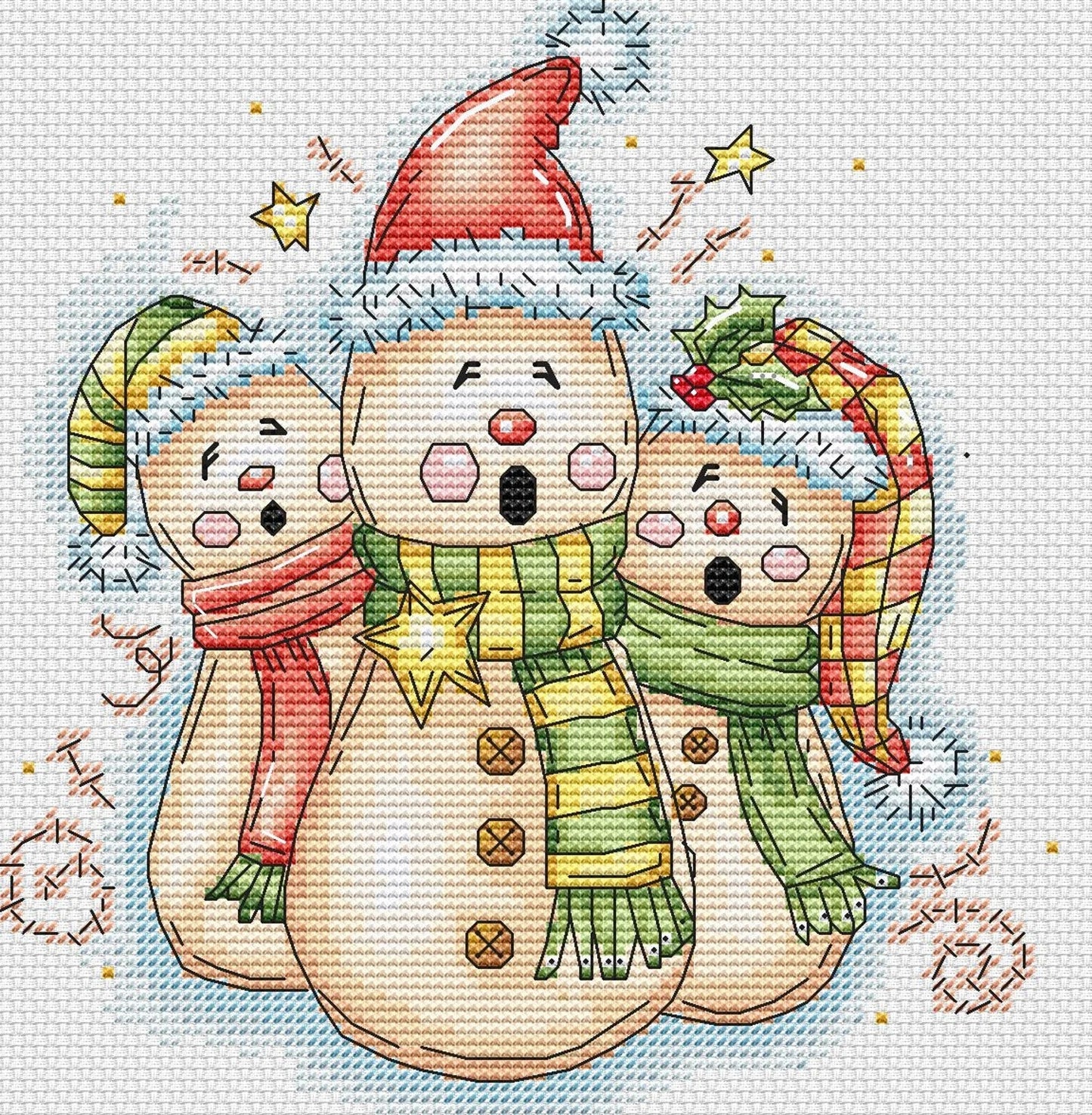 Cross-stitch scheme Christmas showmen Embroidery pattern PDF