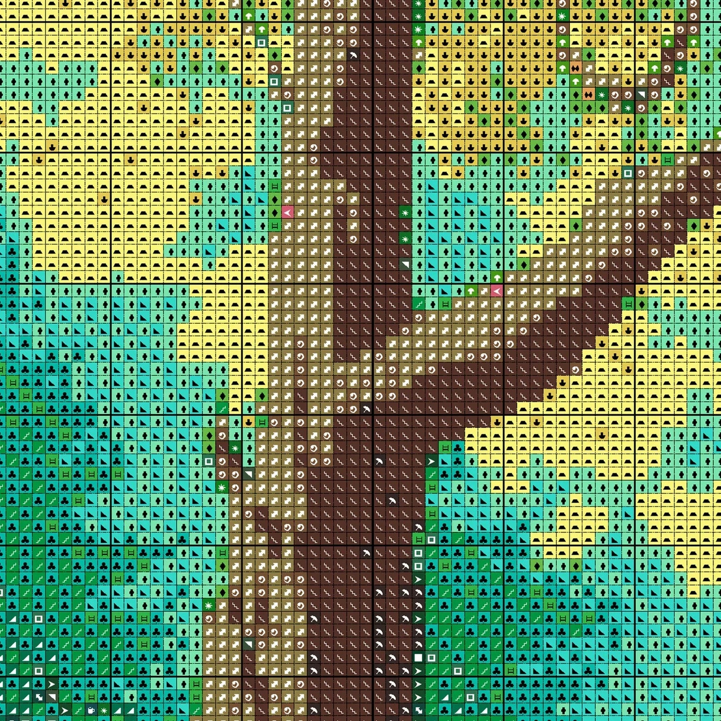 Forest Cross Stitch Pattern | Landscape Cross Stitch Chart Download | Nature Cross Stitch Patterns | Modern Large Counted Cross Stitch PDF