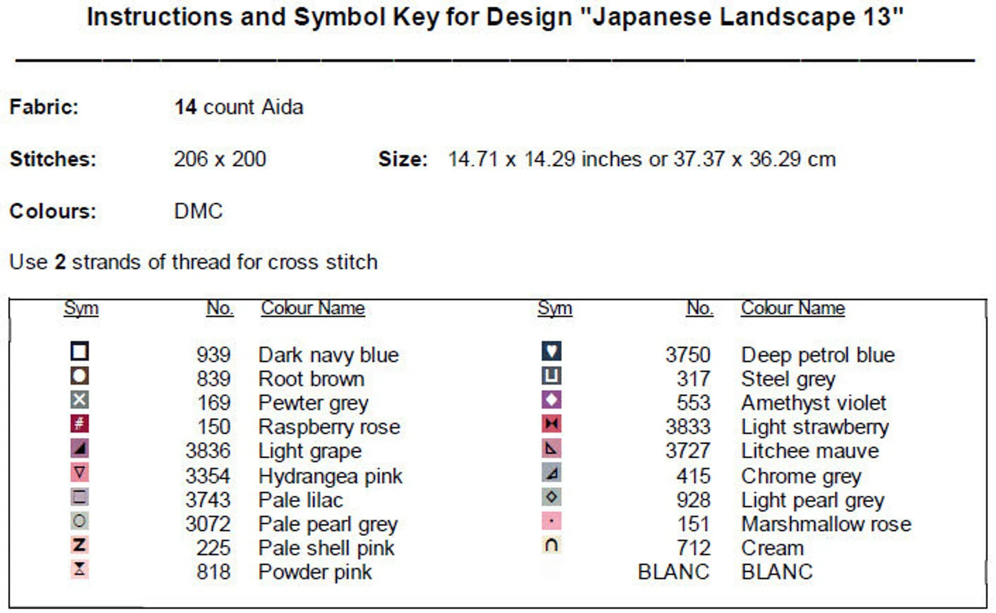 Japanese Landscape Cross Stitch Pattern 13 Instant PDF Download - Cherry Blossom Tree Watercolor Cross Stitch Pattern - Japan Cross Stitch