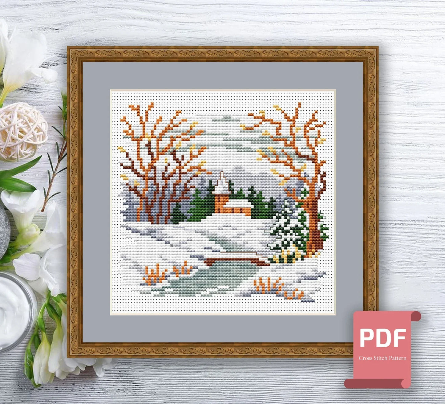 Set of 4 Seasons Landscape Cross Stitch Pattern | Seasons Cross Stitch Pattern | Four Seasons | Modern Cross Stitch | Download PDF #ssn050
