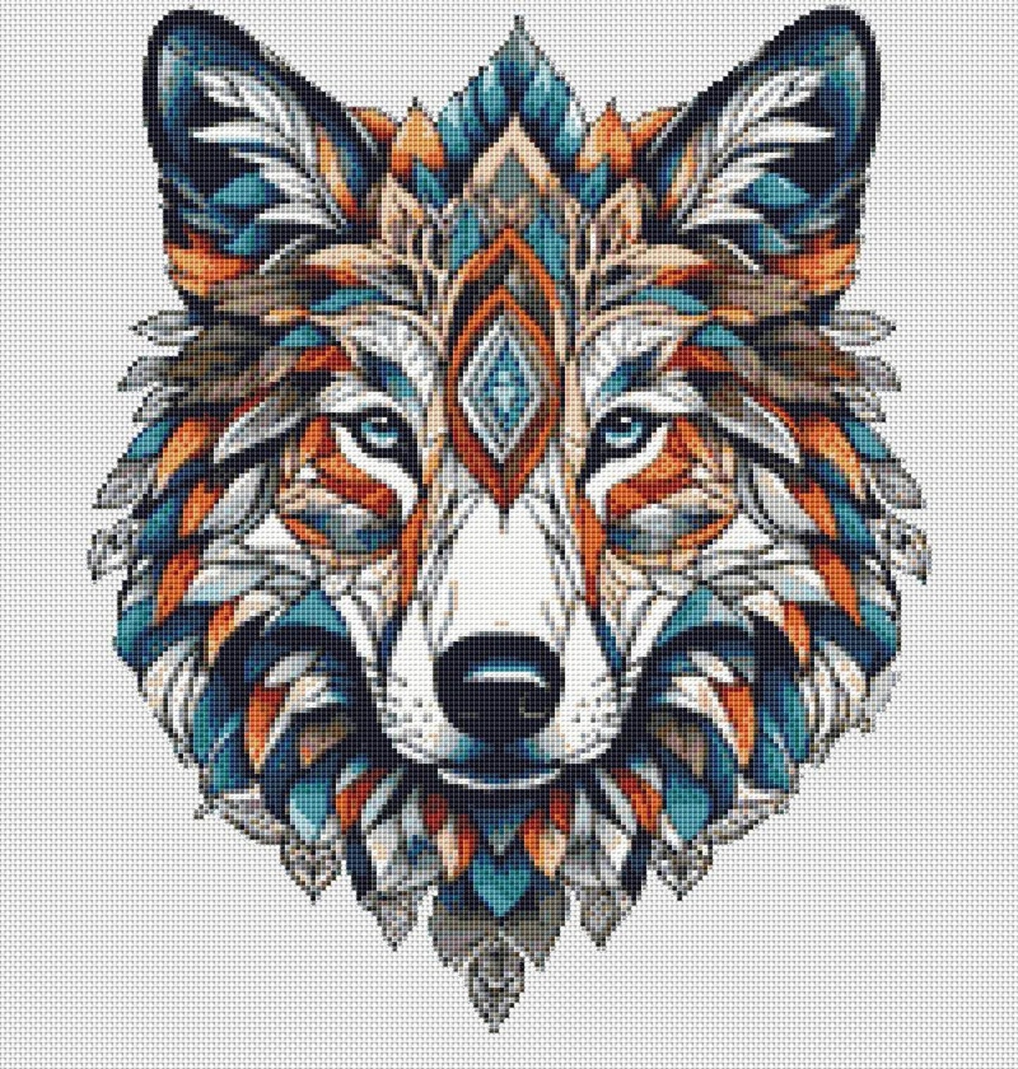 Aztec Wolf Cross Stitch Pattern - PDF Download