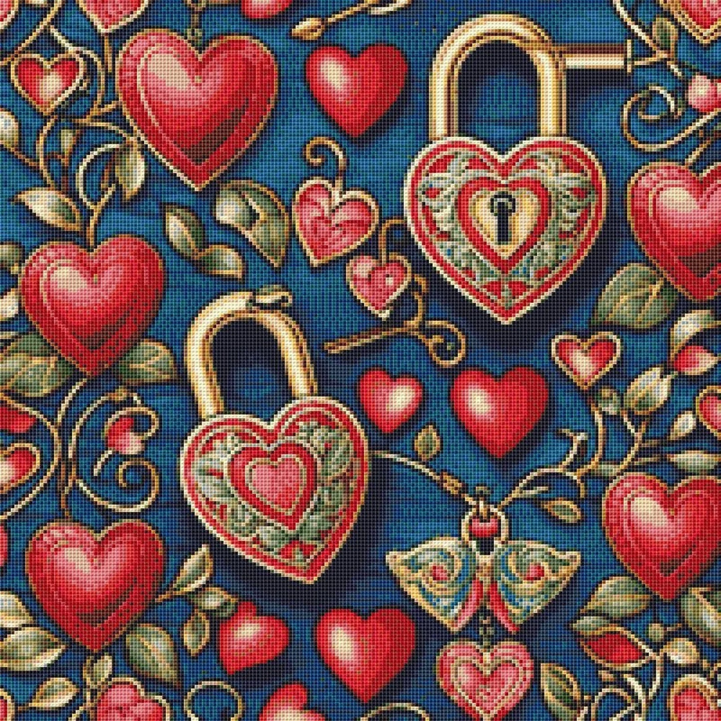 Love Heart Wall Cross Stitch Pattern - PDF Download