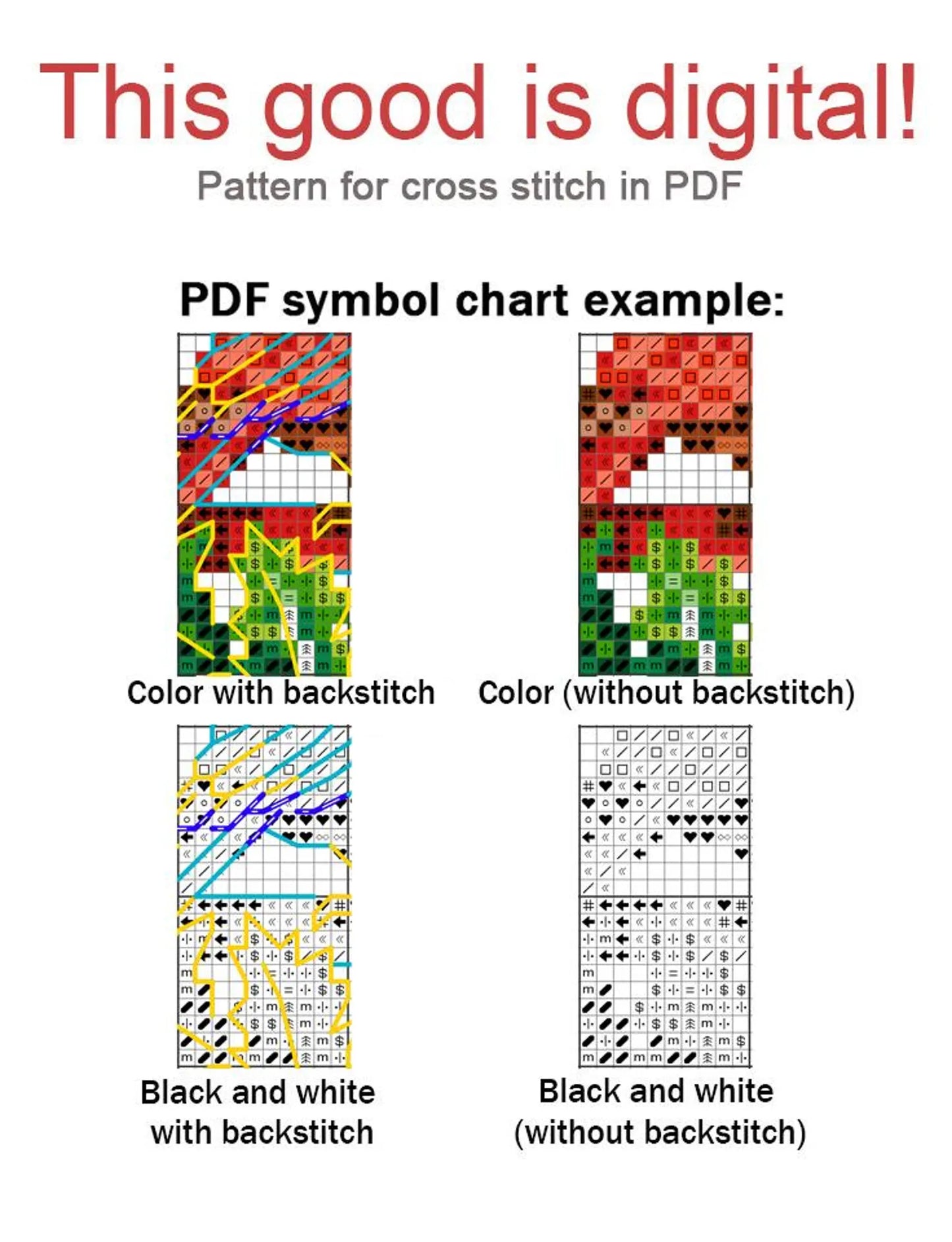 Cross Stitch Pattern Birds on a Christmas ribbon DMC Chart Printable PDF Instant Download
