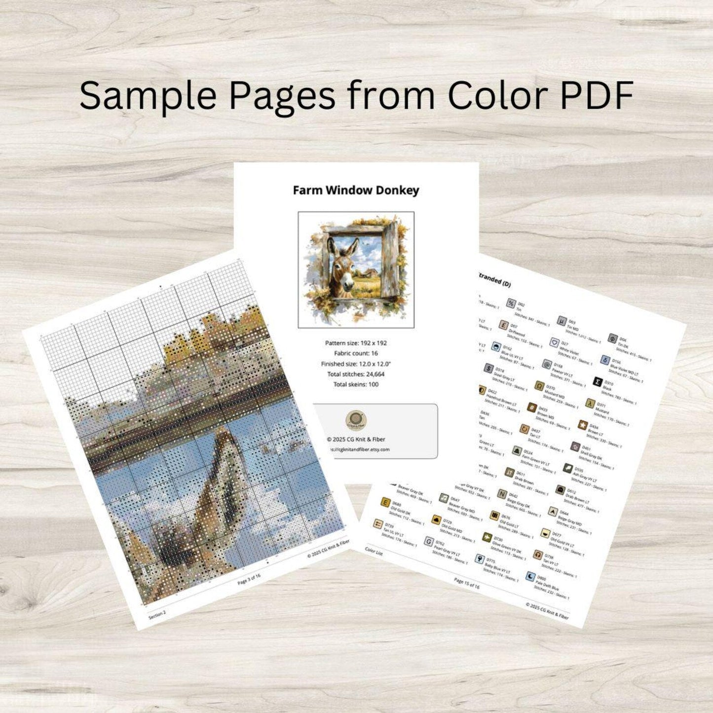 Cross Stitch Pattern: Farm Window Donkey - PDF Instant Download