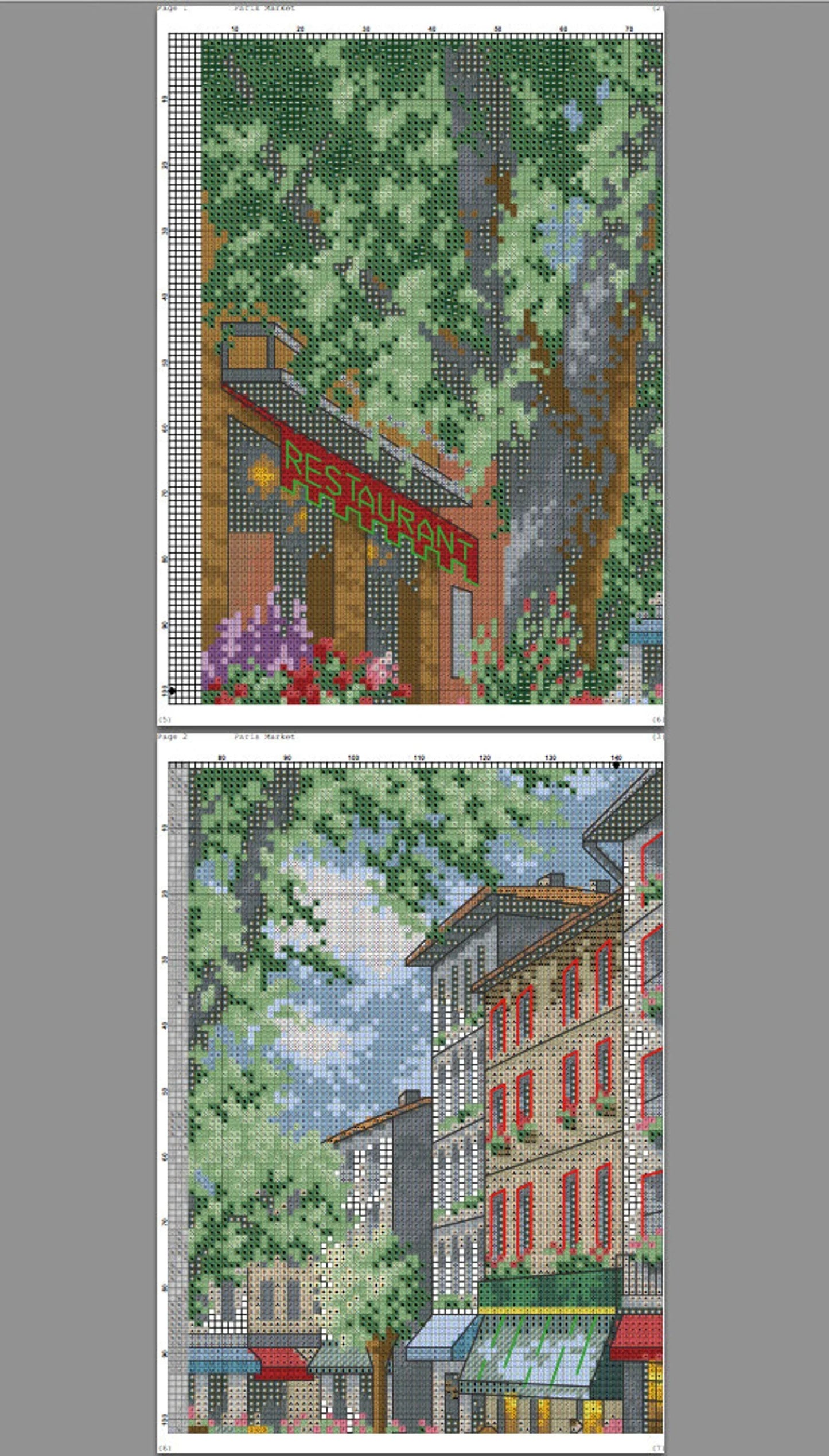 Paris Market Cross Stitch Pattern
