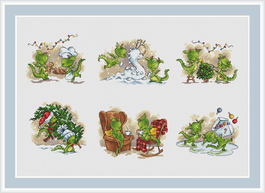 Christmas Dragons Cross Stitch Pattern