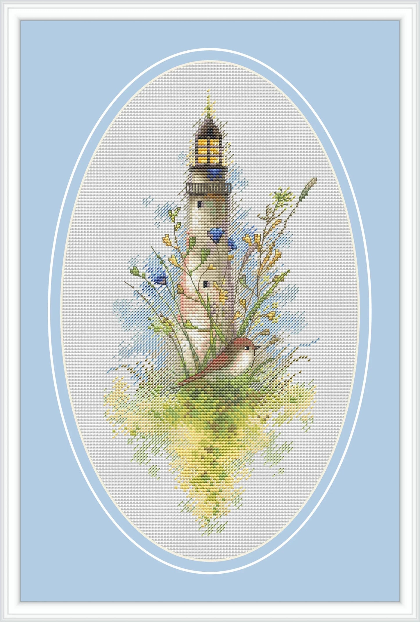 The Lighthouse and the Bird Cross Stitch Pattern PDF Instant Download