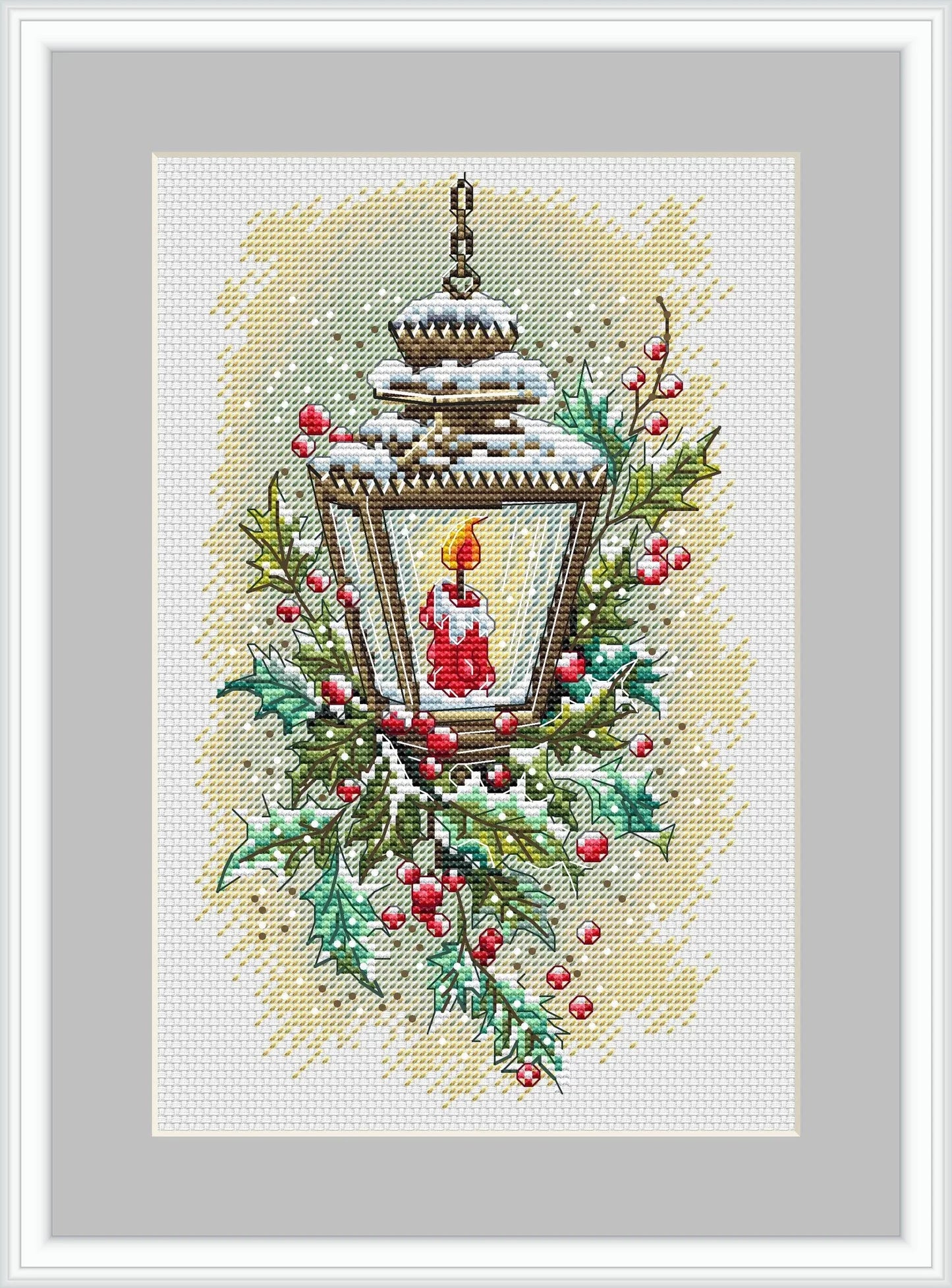 Winter Lantern Cross Stitch Pattern