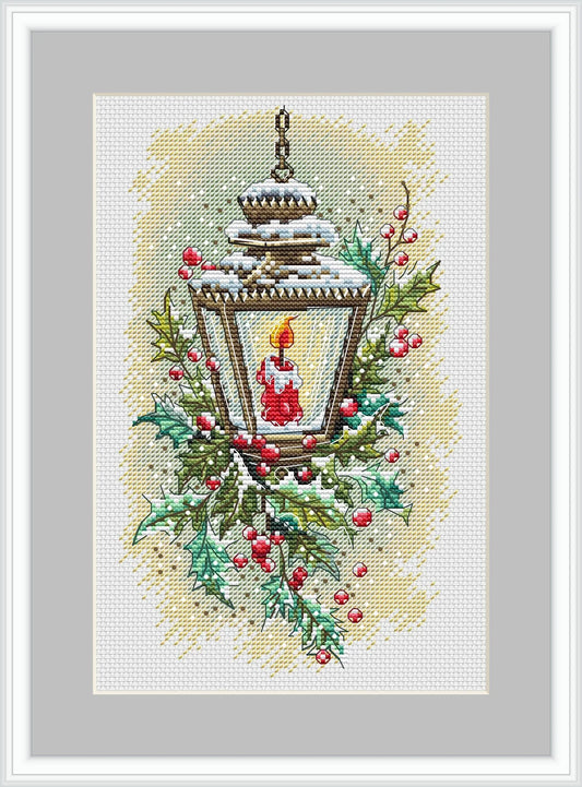 Winter Lantern Cross Stitch Pattern
