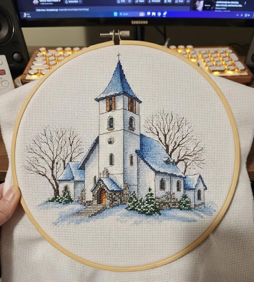 Winter Chapel Cross Stitch Pattern Instant Download