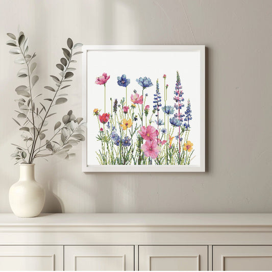 Wildflowers Cross Stitch Pattern Instant PDF Download - Wildflower Meadow Watercolor Cross Stitch Hand Embroidery Flowers Nature Pattern
