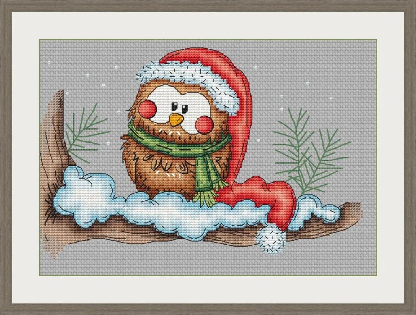 Cross-stitch scheme Christmas owl Embroidery pattern PDF