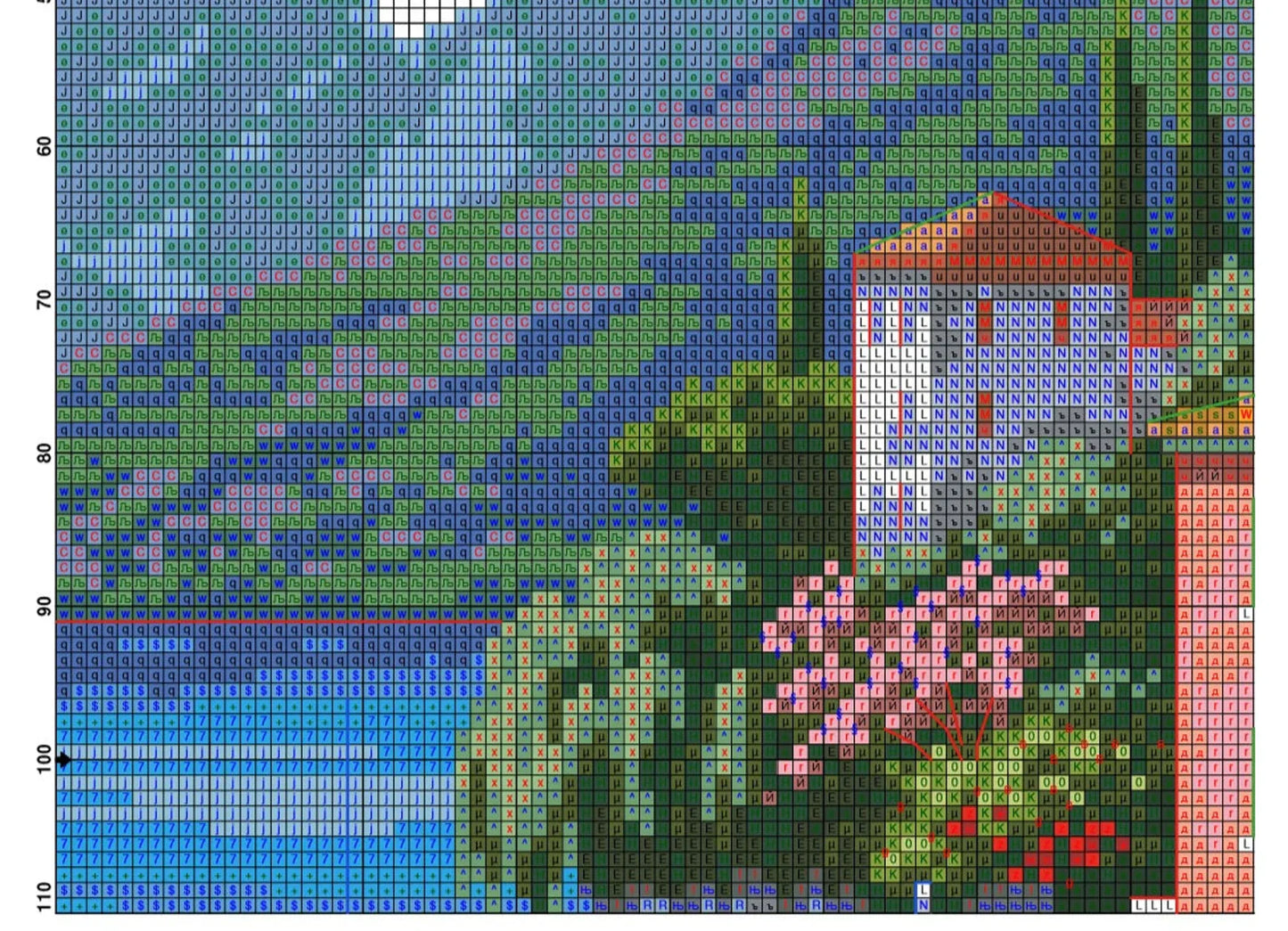 Italian Lakeside Village Cross Stitch Pattern – Scenic Village & Nature Design – Instant Digital PDF Download