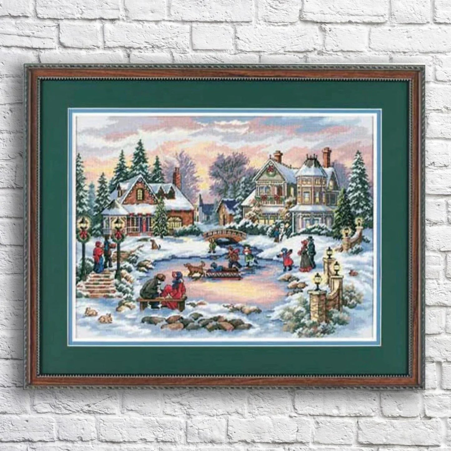 Treasure time Counted Cross Stitch Pattern Christmas Village Winter Landscape Hand Embroidery Needlepoint Chart Cottage Santa Pattern PDF