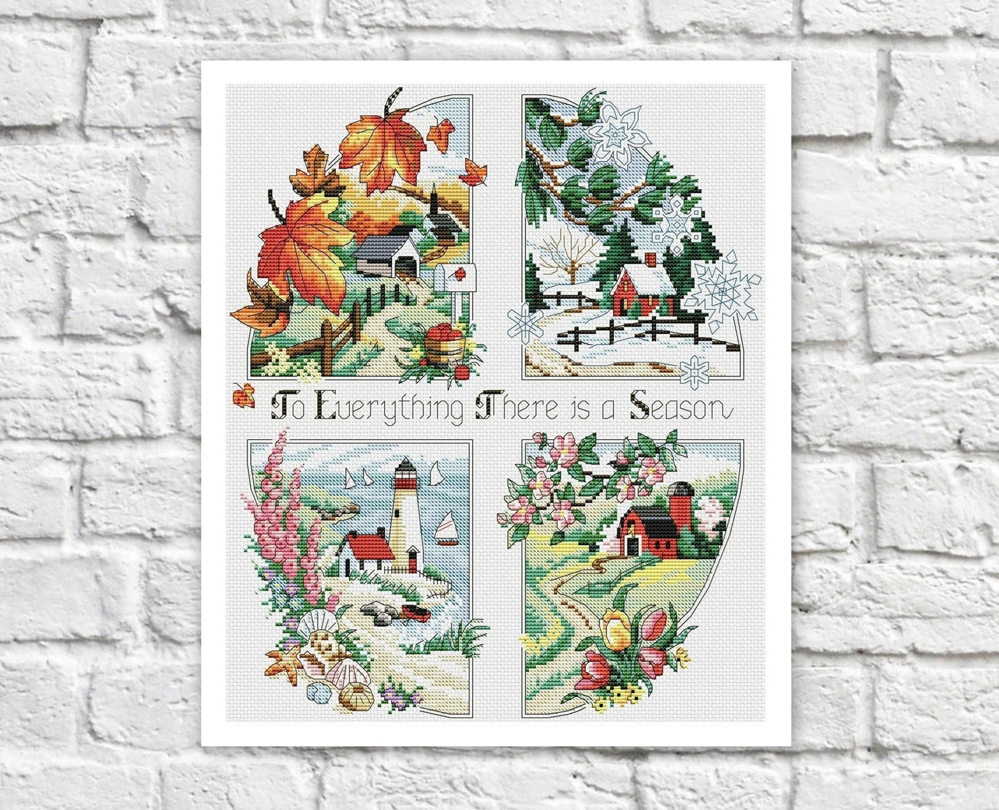 Seasons Cross Stitch Pattern Colorful Art DIY X-stitch Chart Needlepoint Pattern Embroidery Chart Printable Instant Download PDF Design