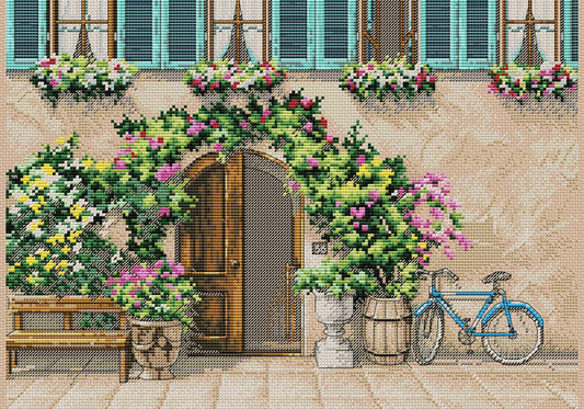 Door Cross Stitch Pattern House Colorful Art DIY X-stitch Chart Needlepoint Pattern Embroidery Chart Printable Instant Download PDF Design