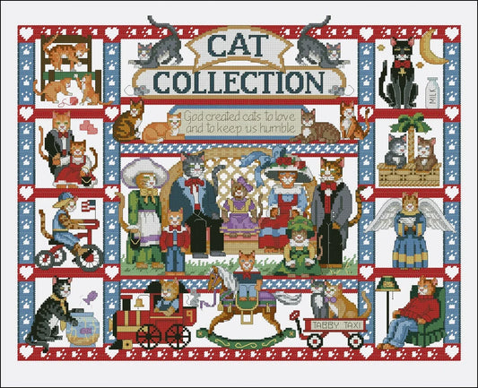 Cats Campler Cross Stitch Patterns Colorful Art DIY X-stitch Needlepoint Pattern Embroidery Chart Printable Instant Download PDF Design