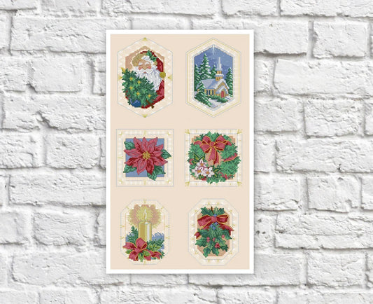Christmas Ornament Cross Stitch Pattern Colorful Art DIY X-stitch Needlepoint Embroidery Chart Printable Instant Download PDF Design