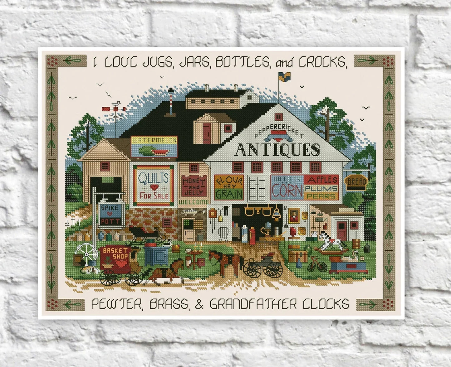 Village Farm Cross Stitch Pattern Colorful Art DIY X-stitch Chart Needlepoint Pattern Embroidery Chart Printable Instant Download PDF Design