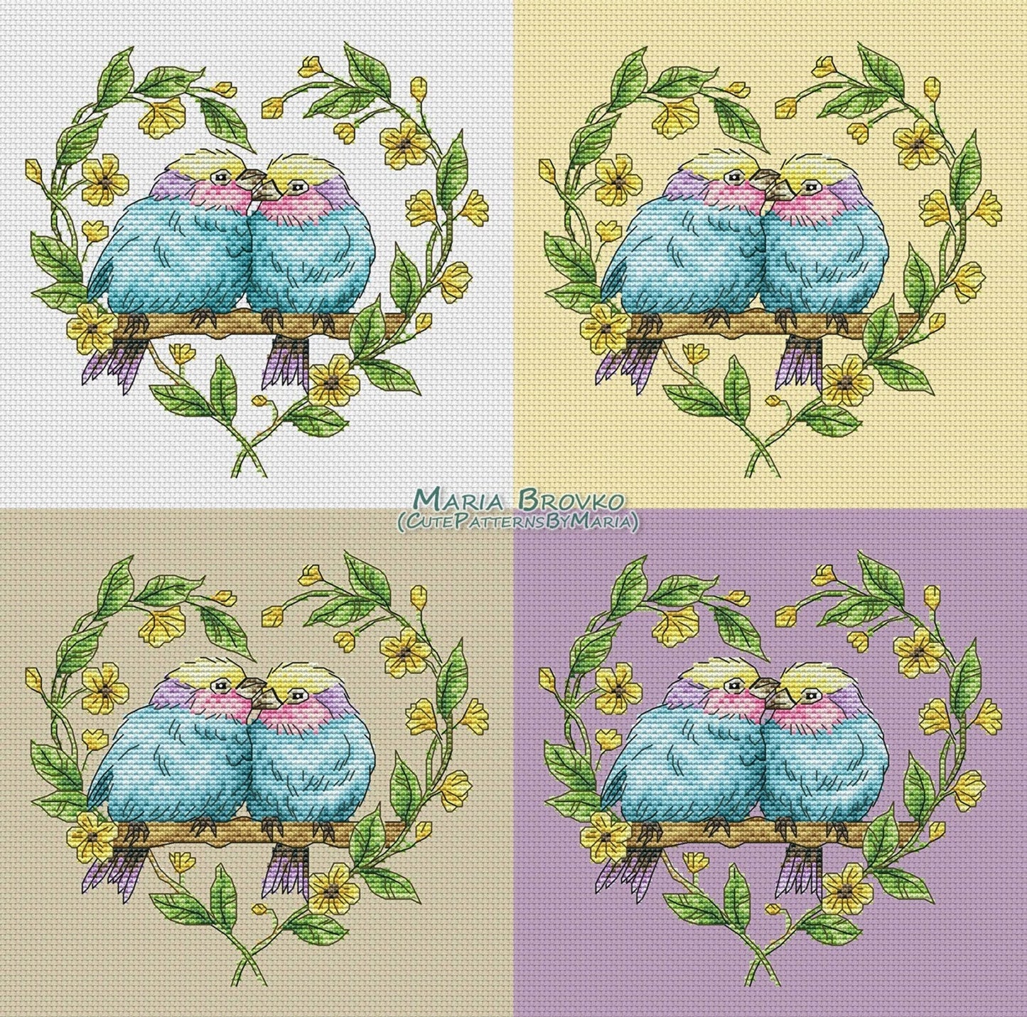Cross Stitch Pattern Bird romance DMC Chart Embroidery Printable PDF Instant Download