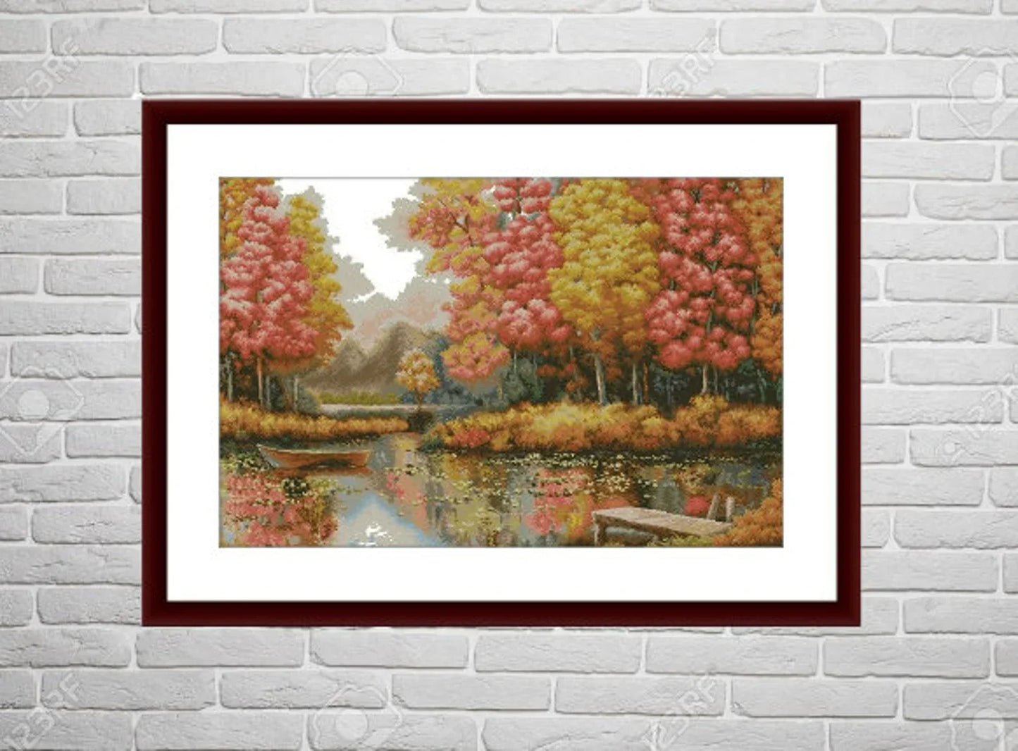 Autumn Landscape PDF Counted cross stitch pattern Landscape fall Digital cross stitch chart Fall season PDF xstitch pattern intant download