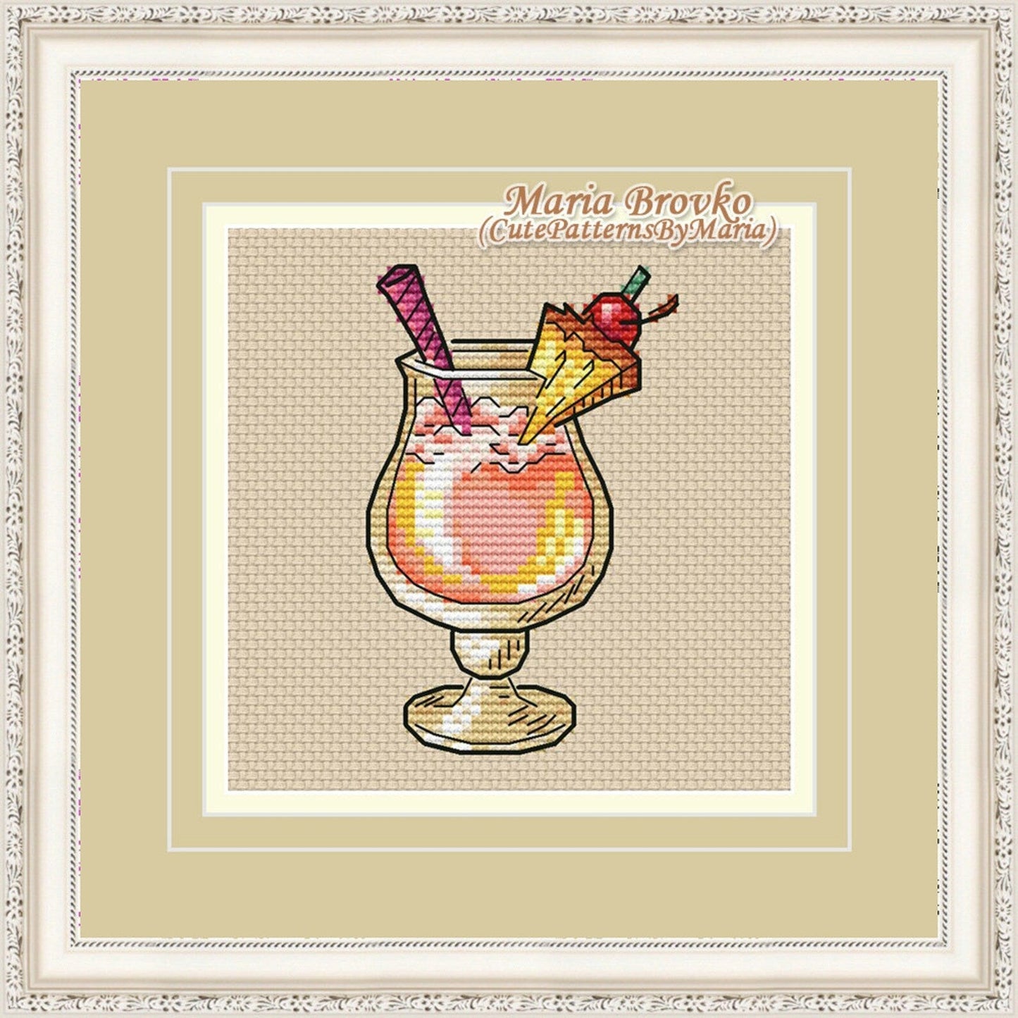 Cross Stitch Pattern "Cocktail" DMC Chart Needlepoint Embroidery Printable PDF Instant Download