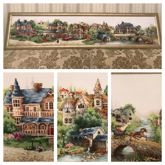 Victorian village Counted cross stitch pdf pattern cottage Digital cross stitch chart city large cross stitch pattern instant download