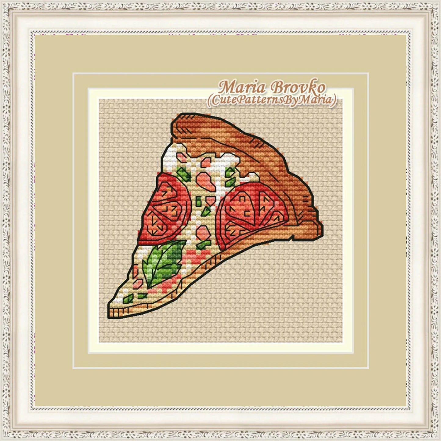 Cross Stitch Pattern "Pizza" DMC Chart Needlepoint Embroidery Printable PDF Instant Download