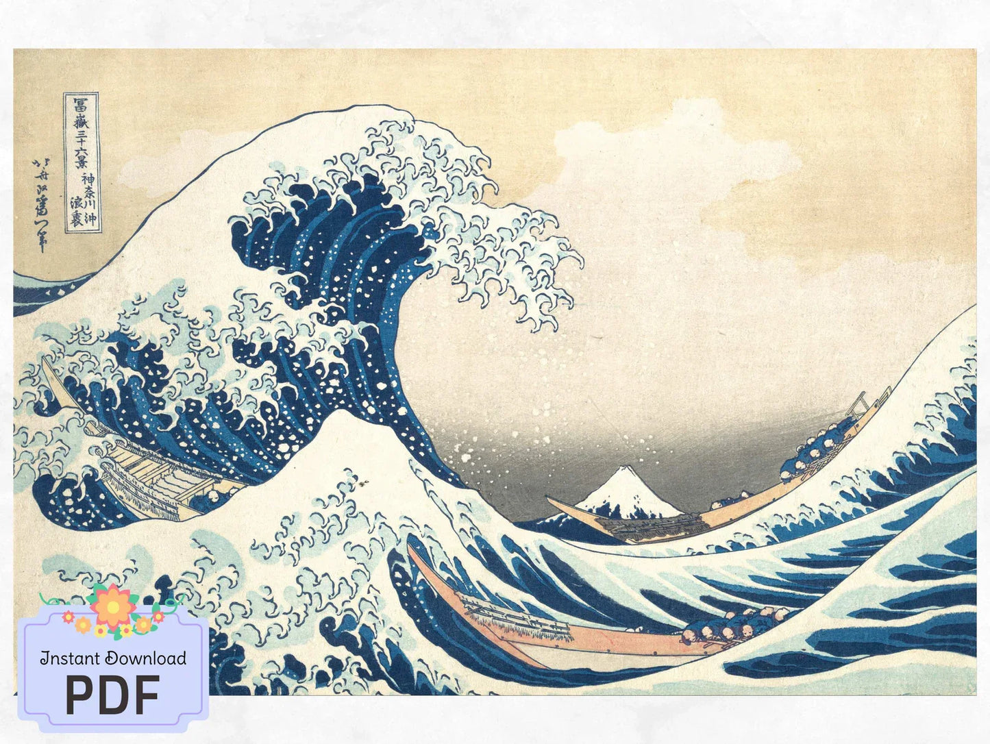 The Great Wave Off Kanagawa Cross Stitch Pattern , Hokusai Katsushika , Instant Download , Digital File , Pdf ,Japanese Art , Mount Fuji