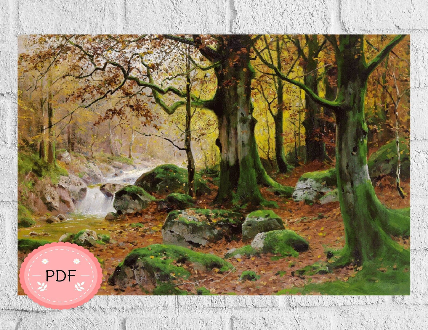 Autumnal Forest Cross Stitch Pattern,X Stitch Chart,Dried Leaves,Pdf ,Instant Download,Full Coverage,Nature Inspired,Seasonal Stitching