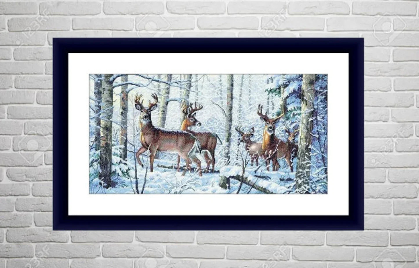 Woodland deer Counted cross stitch pattern PDF winter landscape Digital cross stitch chart woodland deer PDF cross stitch pattern