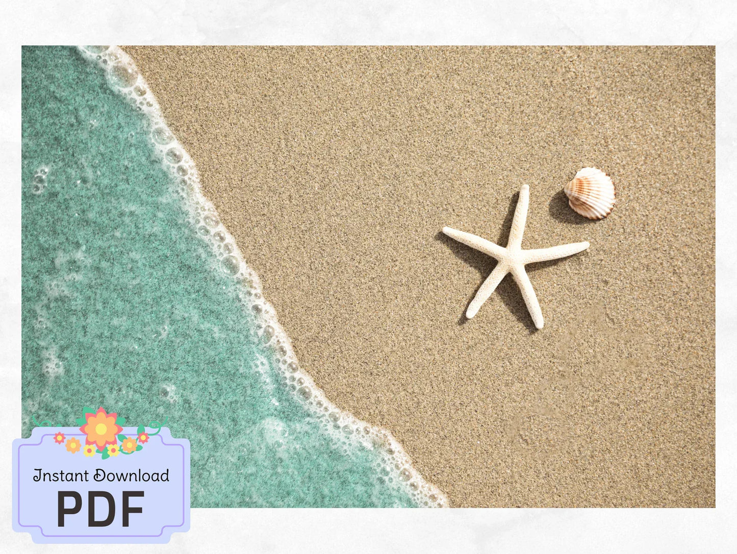 Seashell Cross Stitch Pattern , Beach X Stitch Chart , Instant Download , Digital File , Pdf Format, Starfish On The Beach