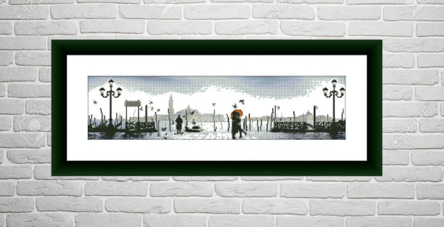 Venice Counted cross stitch pattern İtalian Cityscape Digital cross stitch chart watercolor city cross stitch pattern needlepoint chart
