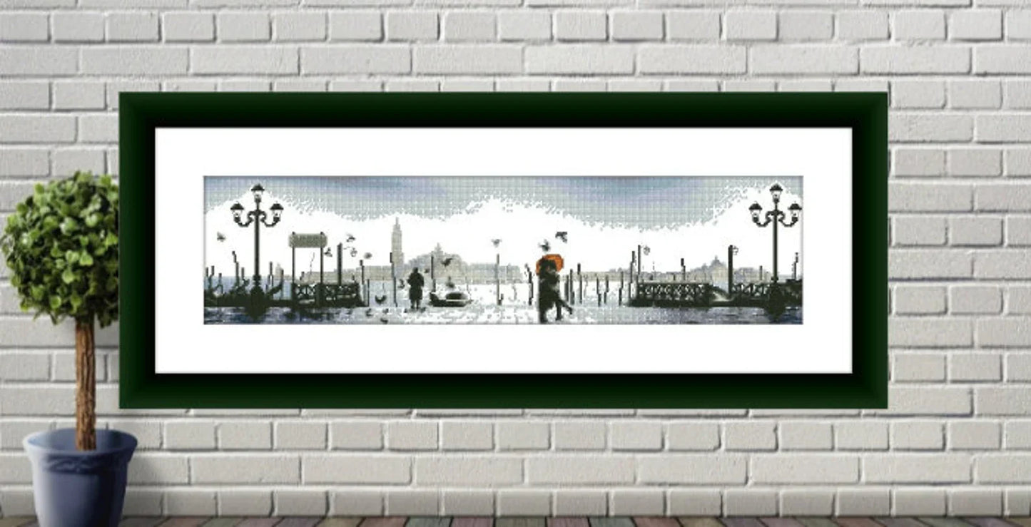 Venice Counted cross stitch pattern İtalian Cityscape Digital cross stitch chart watercolor city cross stitch pattern needlepoint chart