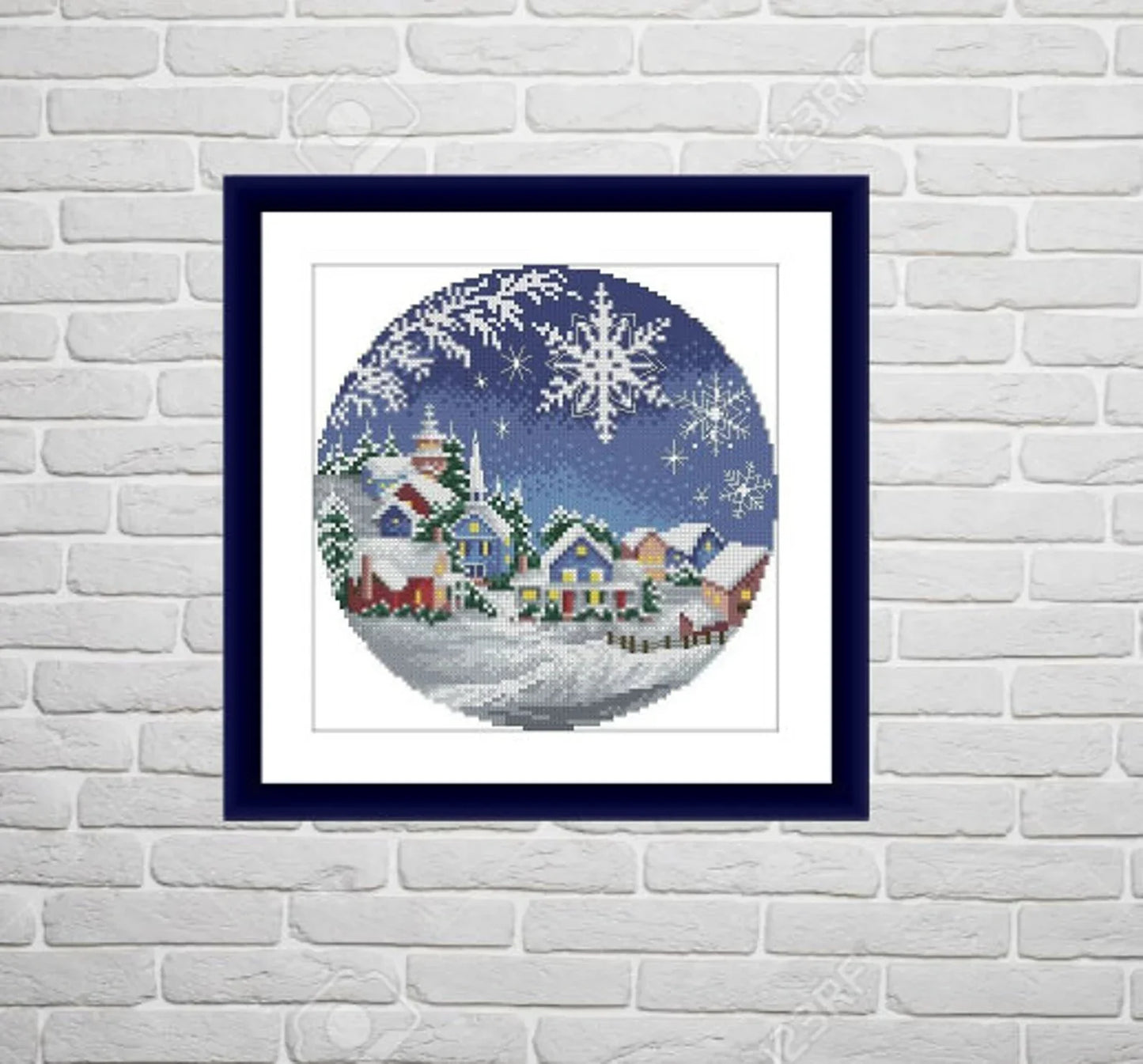 Winter Landscape Counted cross stitch pattern winter landscape Digital cross stitch chart winter woodland PDF christmas cross stitch pattern