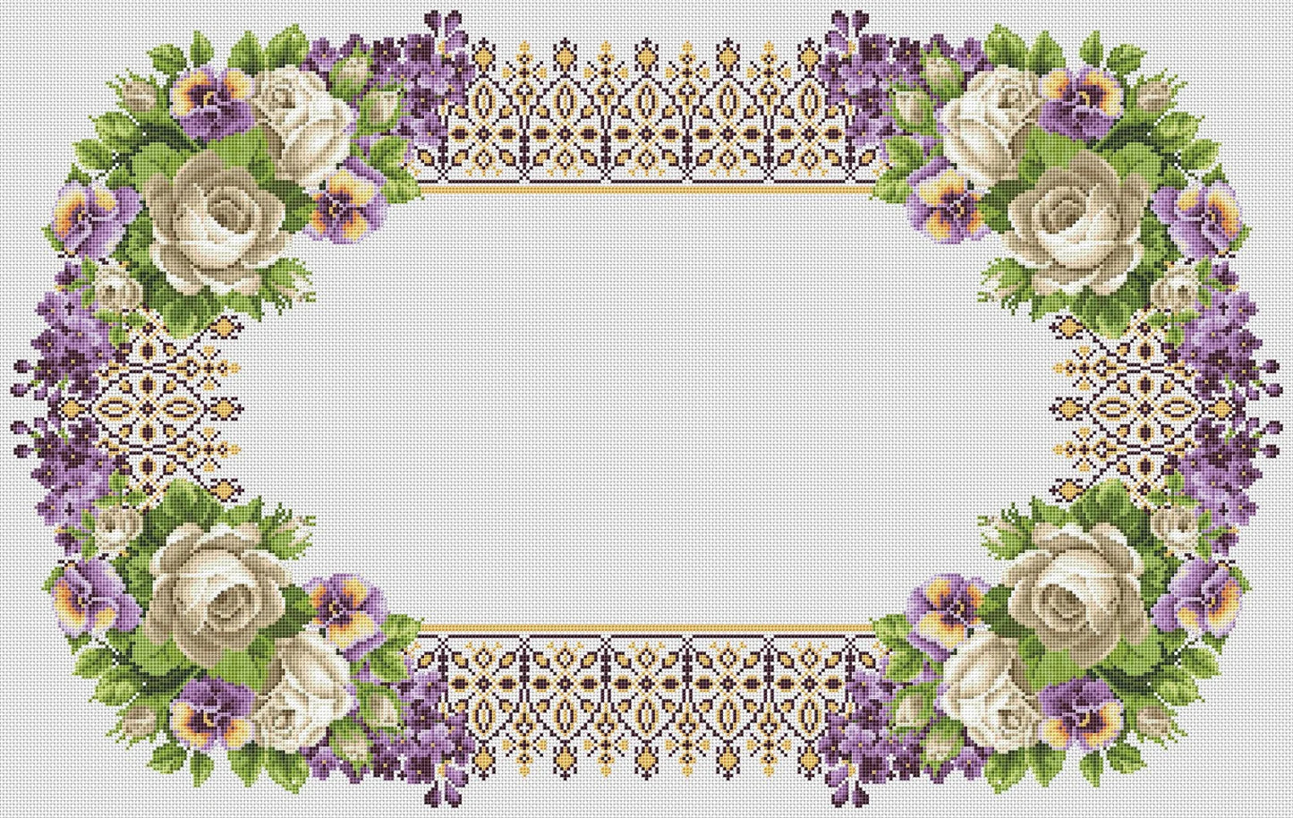 Tablecloth with roses Cross Stitch Pattern Kitchen Table Runner Cross Stitch Pattern Kitchen Decor Hand Embroidery Counted cross stitch