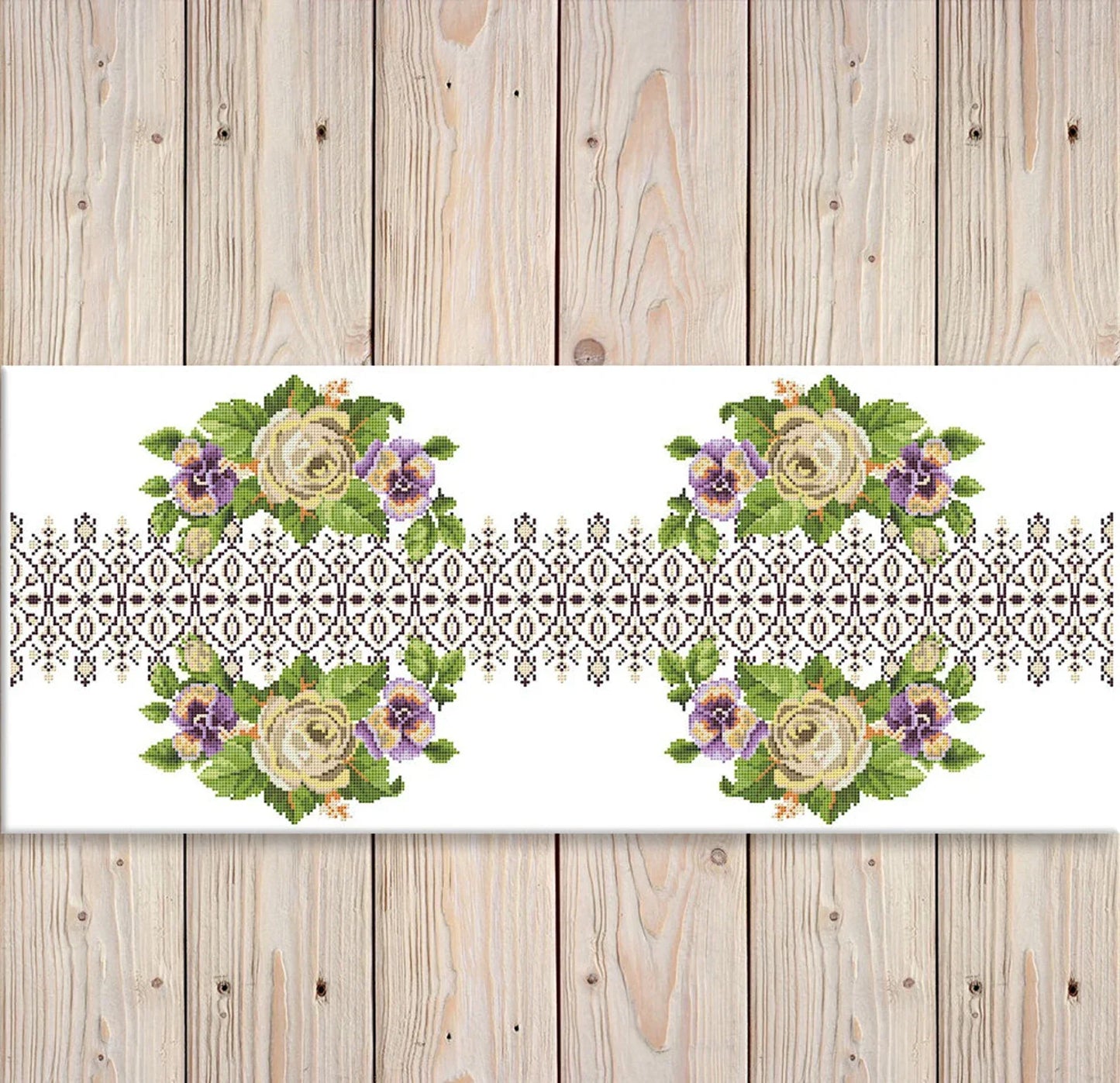 Tablecloth with roses Cross Stitch Pattern Kitchen Table Runner Cross Stitch Pattern Kitchen Decor Hand Embroidery Counted cross stitch