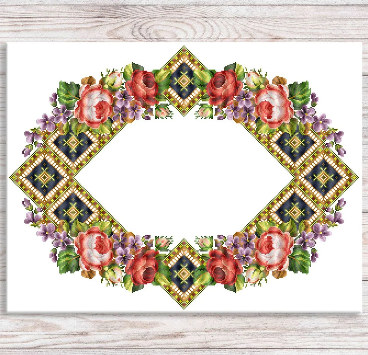 Tablecloth with red roses Cross Stitch Pattern Kitchen Table Runner Cross Stitch Pattern Kitchen Decor Hand Embroidery Counted cross stitch