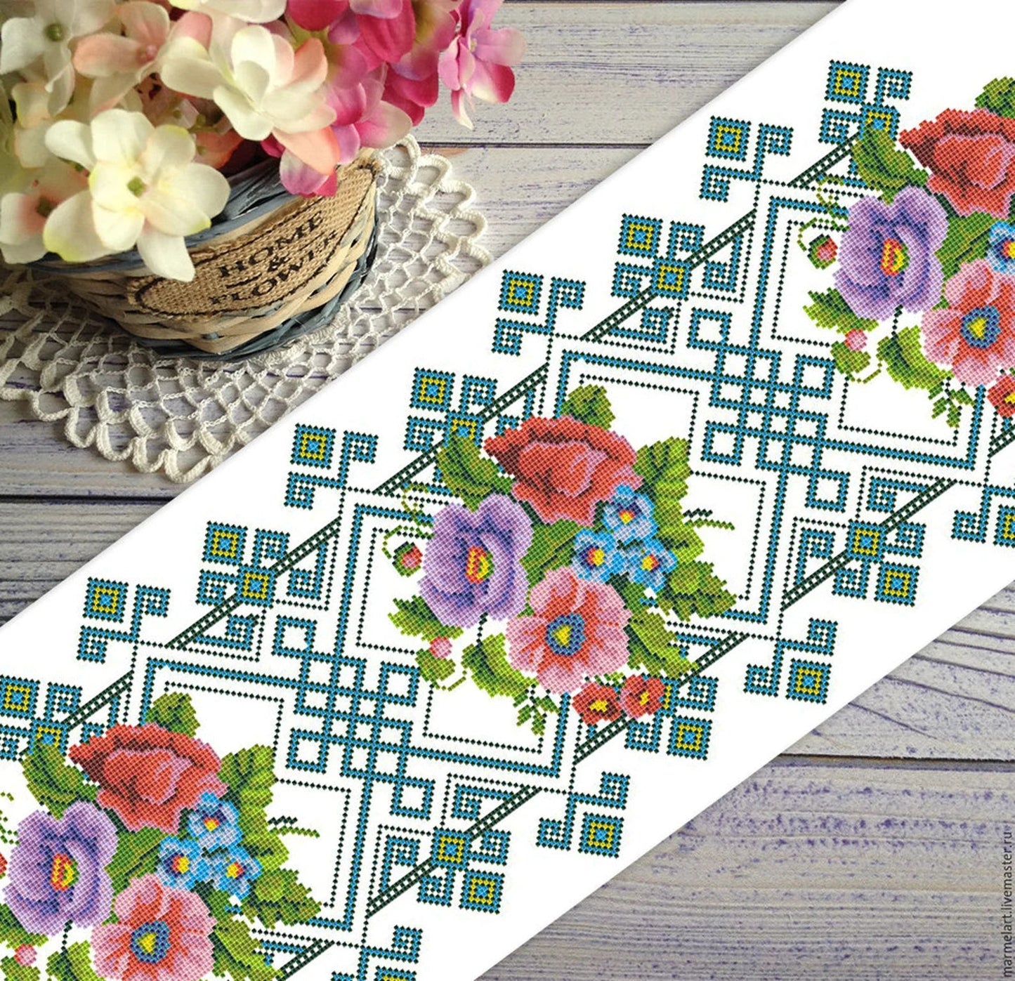 Tablecloth Cross Stitch Pattern DIY Kitchen Table Runner Cross Stitch Pattern Kitchen Decor Hand Embroidery Chart Counted cross stitch PDF