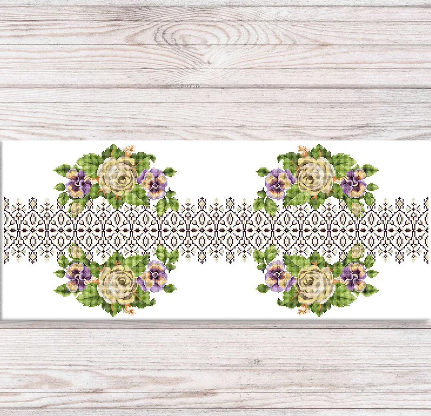Tablecloth with roses Cross Stitch Pattern Kitchen Table Runner Cross Stitch Pattern Kitchen Decor Hand Embroidery Counted cross stitch