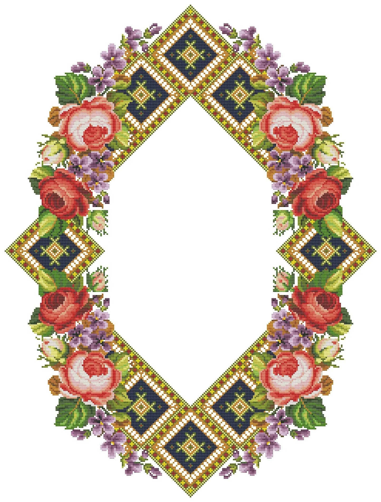 Tablecloth with red roses Cross Stitch Pattern Kitchen Table Runner Cross Stitch Pattern Kitchen Decor Hand Embroidery Counted cross stitch