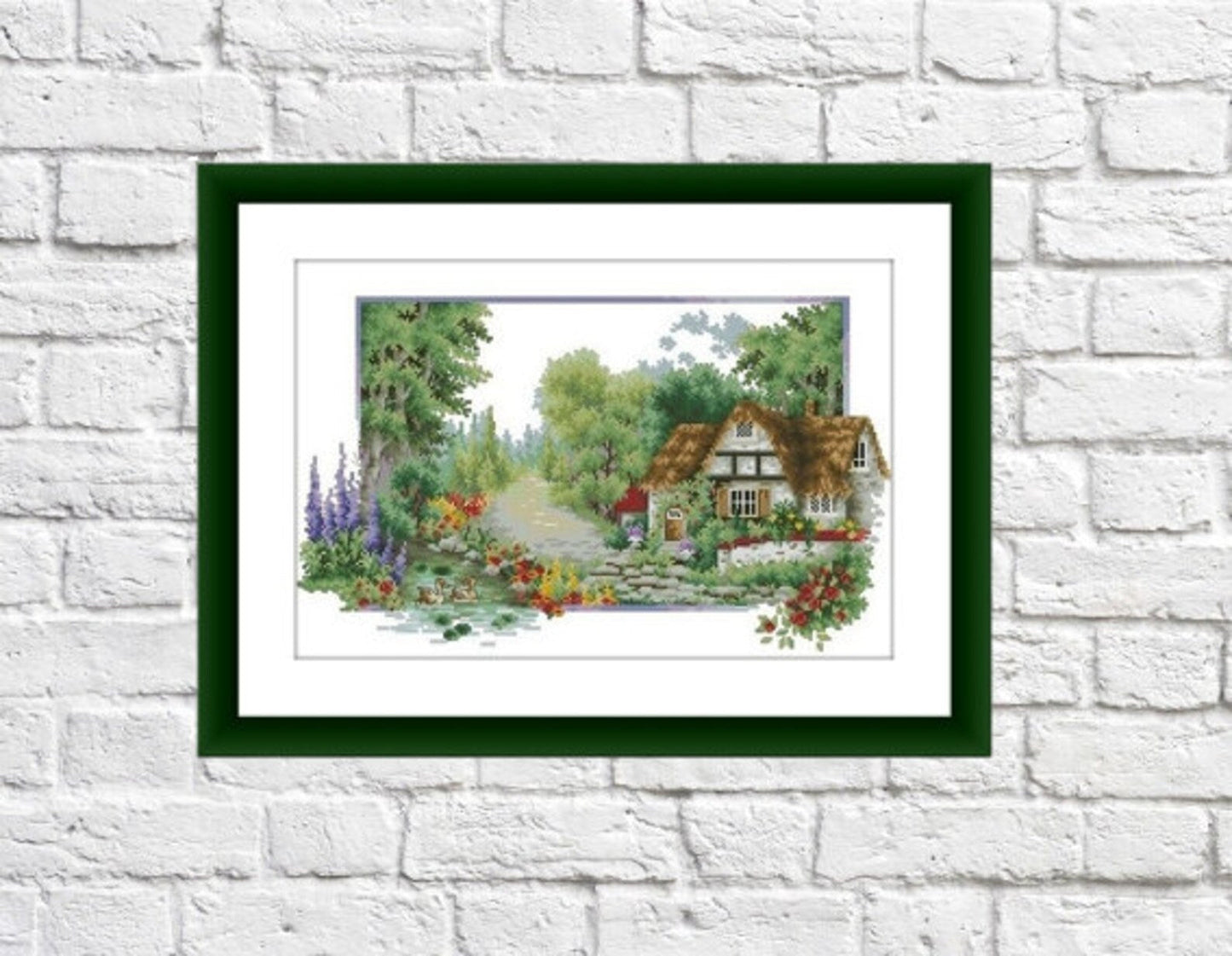 Summer cottage Counted cross stitch pdf pattern village cottage Digital cross stitch chart fall cross stitch pattern instant download
