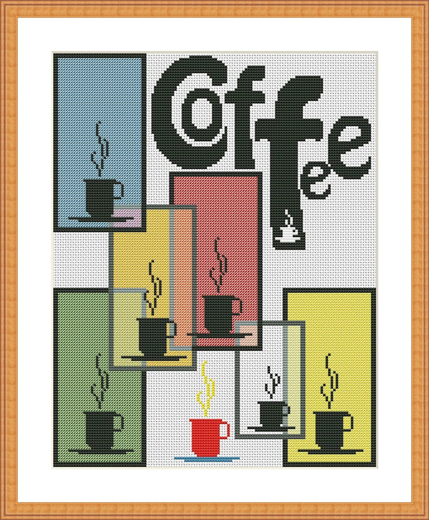 Aroma of coffee Cross Stitch Pattern Coffee cups Abstraction Kitchen Still Life Digital Modern Decor Pattern Embroidery Needlepoint Chart