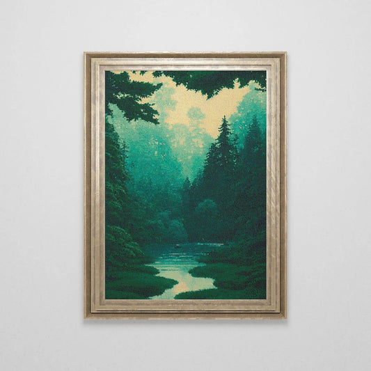 Dark Forest Cross Stitch Pattern | Landscape Cross Stitch Chart Download | Nature Cross Stitch Patterns | Large Counted Cross Stitch PDF