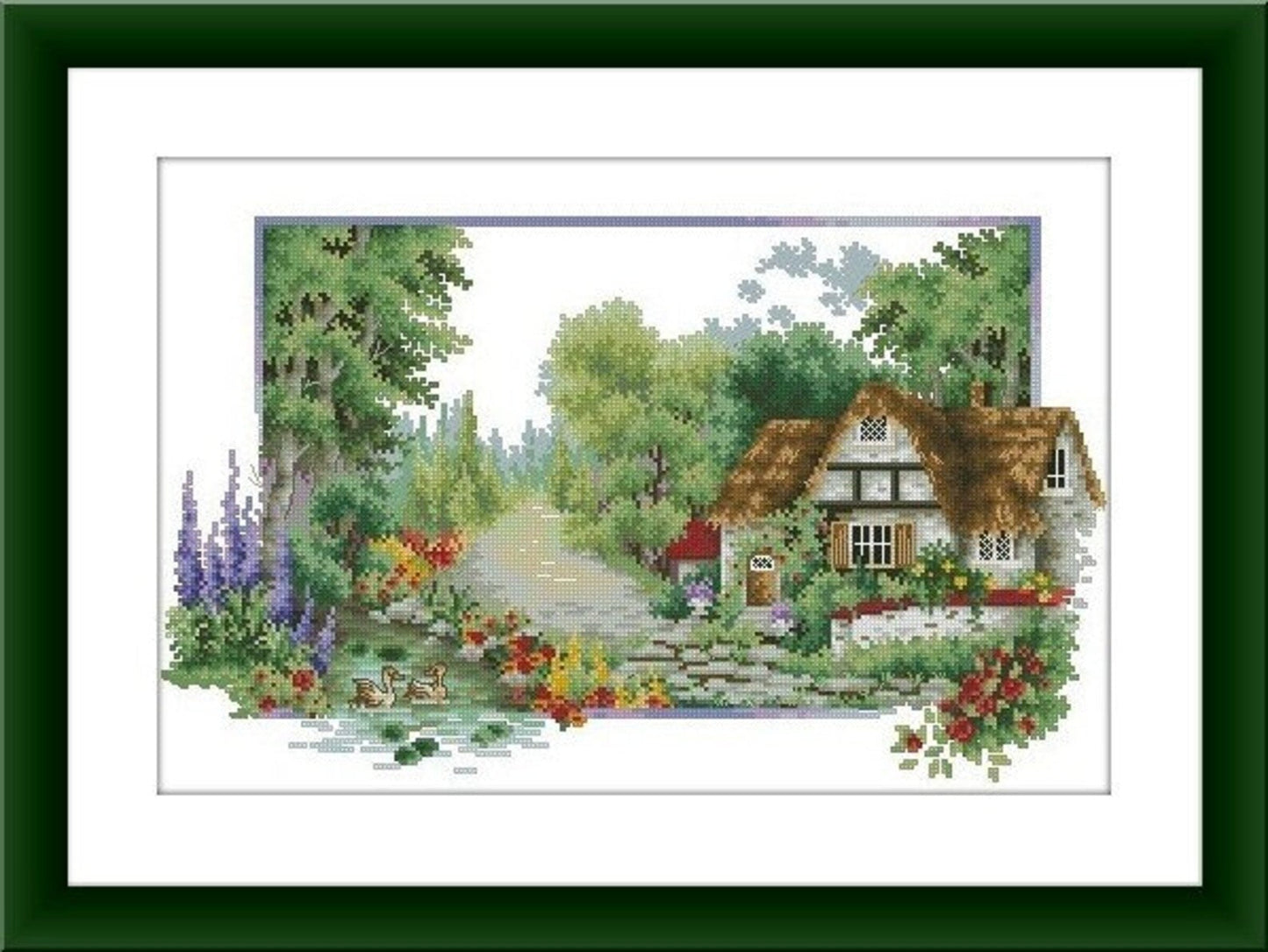 Summer cottage Counted cross stitch pdf pattern village cottage Digital cross stitch chart fall cross stitch pattern instant download