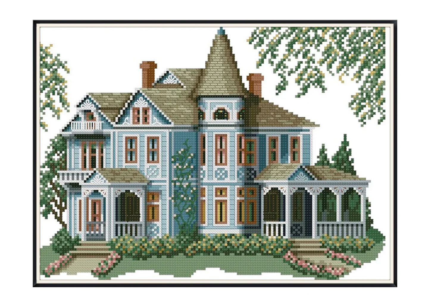 Vintage Cross Stitch Pattern Pdf - Victorian House- Morton Home, Hamilton, Missouri / Counted Vintage Pattern Embroidery / Digital Download