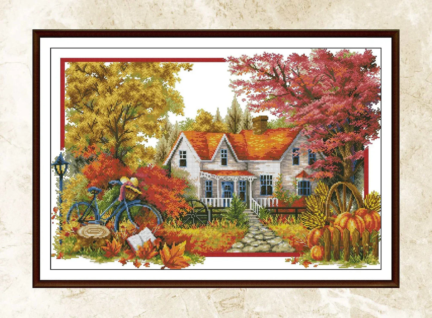 Cross Stitch Pattern,Autumn Village,Victorian Style,Summer Cotage,Pattern Keeper,xstitch,Pdf,Instant Download