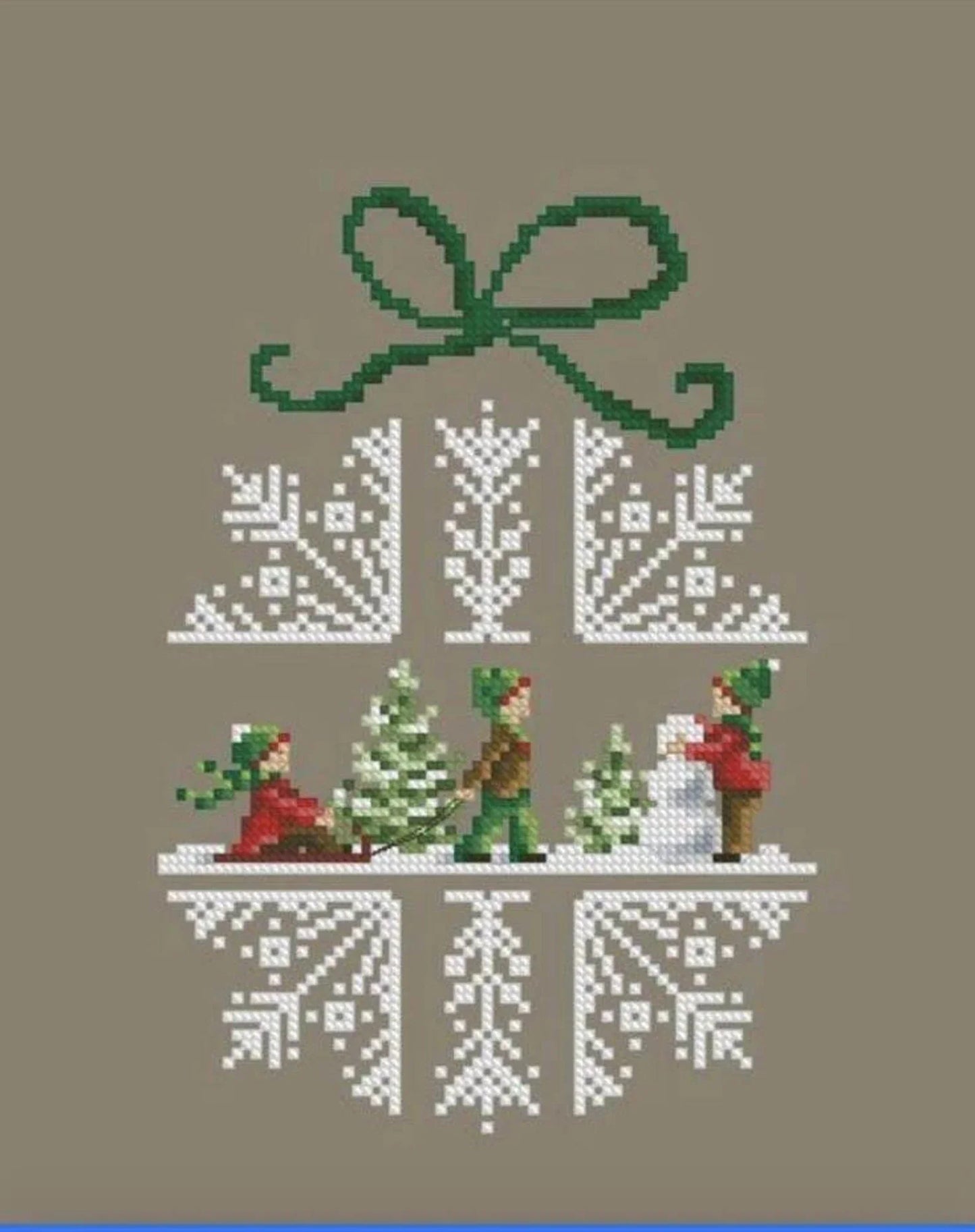 Snowflake cross stitch pattern, children in snow cross stitch pattern, new year cross stitch, new year toy cross stitch