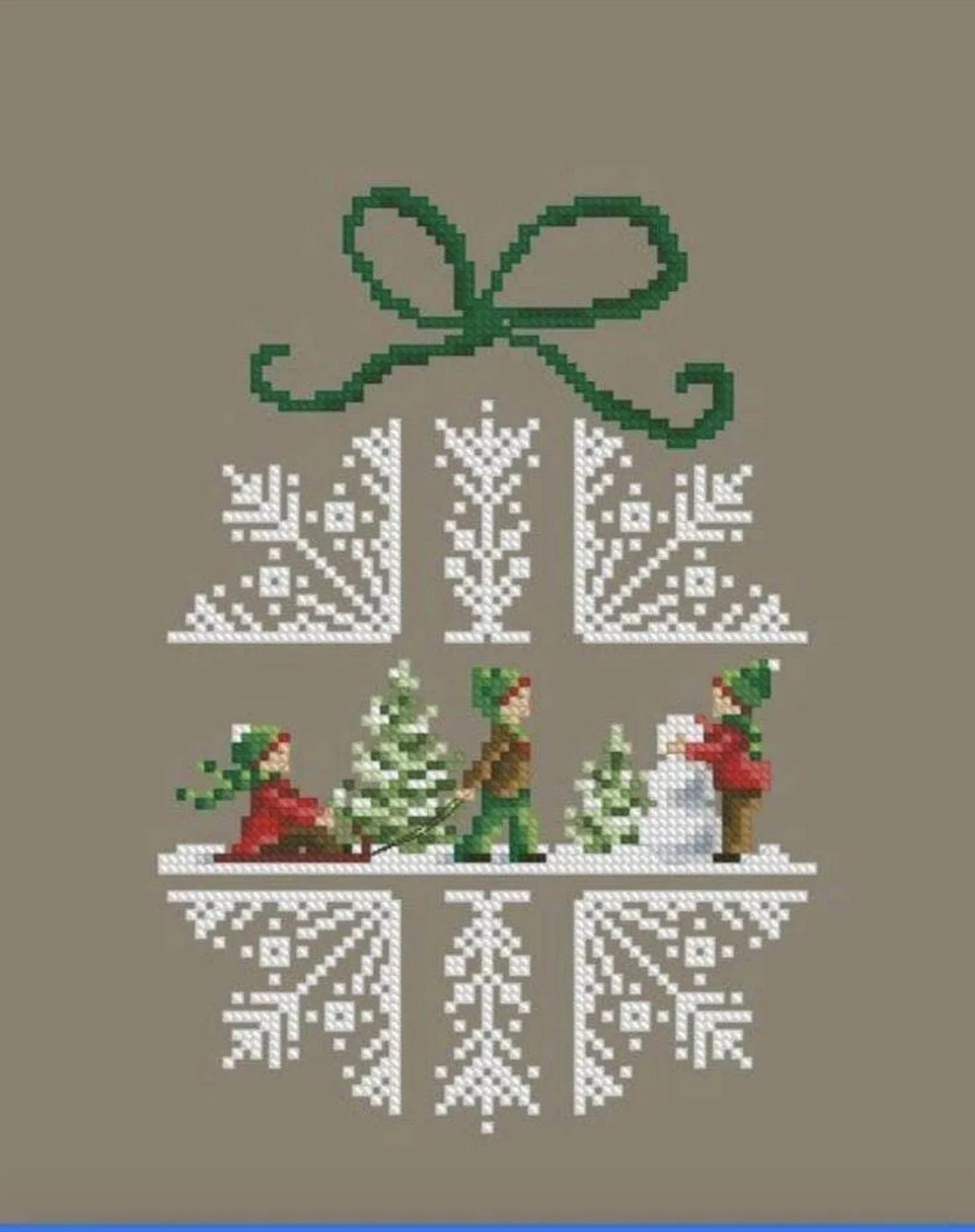 Snowflake cross stitch pattern, children in snow cross stitch pattern, new year cross stitch, new year toy cross stitch