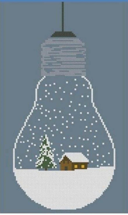 New year tree toy cross stitch pattern, house in snow cross stitch, winter cross stitch, Christmas cross stitch, new year tree cross stitch
